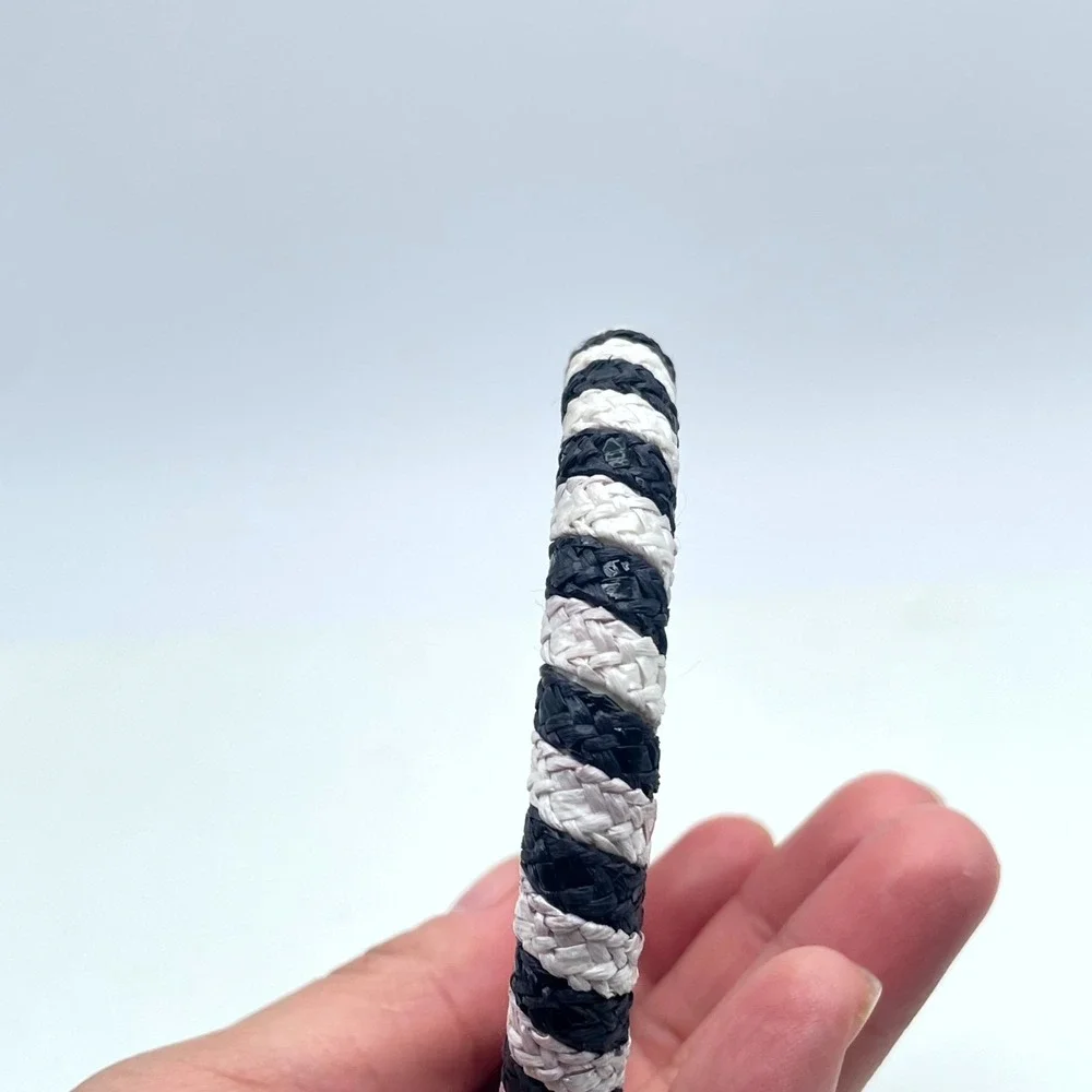 Bohemian Black White Eco-Chic Thin Woven Braided Rope-Style Bangle Bracelet - Picture 12 of 14